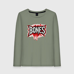 Лонгслив хлопковый женский Логотип Bones, цвет: авокадо