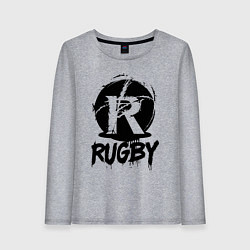 Лонгслив хлопковый женский Регби черной краской, цвет: меланж