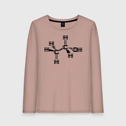 Лонгслив хлопковый женский Химическая формула спирт, цвет: пыльно-розовый