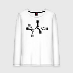 Лонгслив хлопковый женский Химическая формула спирт, цвет: белый
