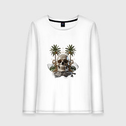 Женский лонгслив Тропический остров черепа