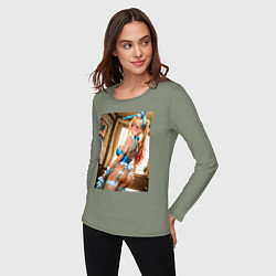 Лонгслив хлопковый женский Марин Китагава в откровенном наряде кролика-горнич, цвет: авокадо — фото 2