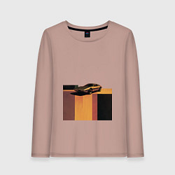 Лонгслив хлопковый женский Ретрофутуризм спорткар поп-арт 1970-е, цвет: пыльно-розовый