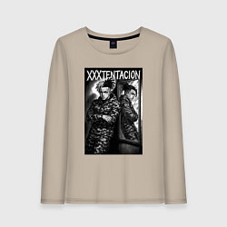 Лонгслив хлопковый женский XXXTentacion у зеркала, цвет: миндальный