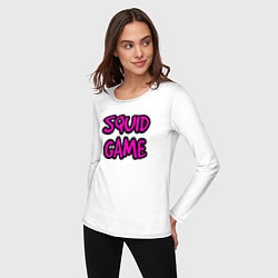 Лонгслив хлопковый женский Pink squid game, цвет: белый — фото 2