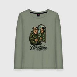 Женский лонгслив XXXTentacion сидит у зеркала