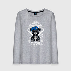 Лонгслив хлопковый женский Медведь десантник ВДВ, цвет: меланж