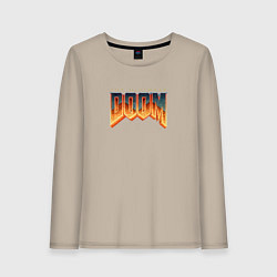 Лонгслив хлопковый женский Doom ultimate logo, цвет: миндальный