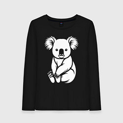Лонгслив хлопковый женский Коала в стиле минимализм, цвет: черный