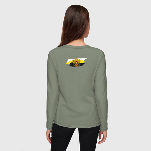 Женский лонгслив Позывной монархист белый арт / Авокадо – фото 4