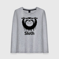 Лонгслив хлопковый женский Ленивец на турнике, цвет: меланж