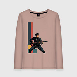 Лонгслив хлопковый женский Поп-арт, белогвардеец, цвет: пыльно-розовый
