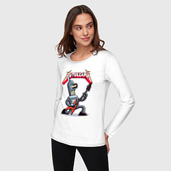 Лонгслив хлопковый женский Bender bending robot from rock group Futurama, цвет: белый — фото 2
