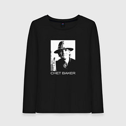Лонгслив хлопковый женский Chet Baker with trumpet, цвет: черный