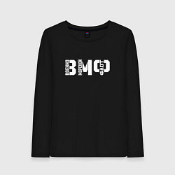 Лонгслив хлопковый женский ВМФ трафаретные буквы, цвет: черный