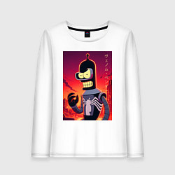 Лонгслив хлопковый женский Веном Бендер - мем, цвет: белый