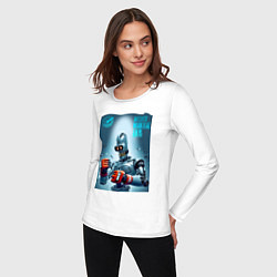 Лонгслив хлопковый женский Bender bending robot - mixed martial artist, цвет: белый — фото 2