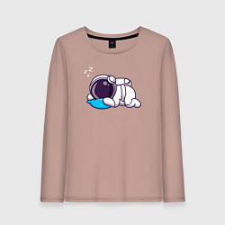 Лонгслив хлопковый женский Спящий астронавт, цвет: пыльно-розовый
