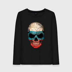 Лонгслив хлопковый женский Skull Russia, цвет: черный
