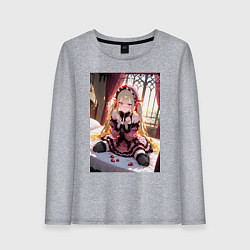 Лонгслив хлопковый женский Смущенная лоли с клубникой, цвет: меланж