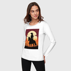 Лонгслив хлопковый женский Всадница в стиле дикого запада, цвет: белый — фото 2