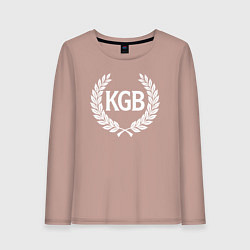 Лонгслив хлопковый женский КГБ в лавровом венке, цвет: пыльно-розовый
