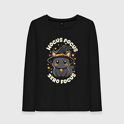 Лонгслив хлопковый женский Фокус покус, цвет: черный