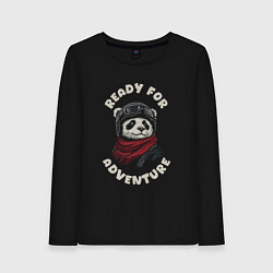 Лонгслив хлопковый женский Готов к приключениям, цвет: черный