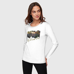 Лонгслив хлопковый женский Дикая пума, цвет: белый — фото 2