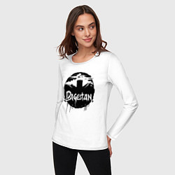 Лонгслив хлопковый женский Дагестанский пейзаж, цвет: белый — фото 2