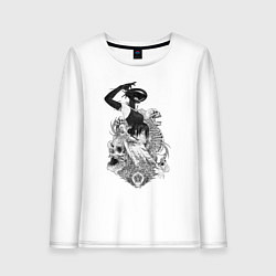 Лонгслив хлопковый женский Резе царь бомба Человек бензопила, цвет: белый