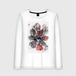 Лонгслив хлопковый женский Открой свои глаза, цвет: белый