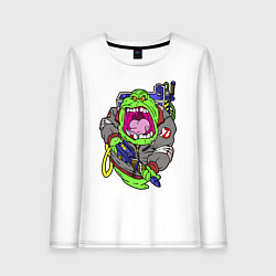 Лонгслив хлопковый женский Ghostbusters - Лизун охотник, цвет: белый