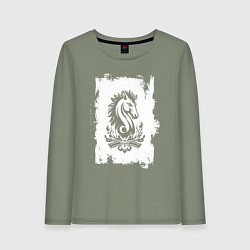 Лонгслив хлопковый женский Белый жеребец, цвет: авокадо
