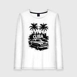 Женский лонгслив Ретро-Куба пальмы и автомобиль