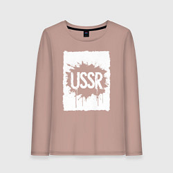 Лонгслив хлопковый женский СССР в стиле граффити, цвет: пыльно-розовый