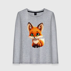 Лонгслив хлопковый женский Пушистая радость: Лисёнок в мультяшном стиле, цвет: меланж