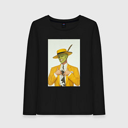 Лонгслив хлопковый женский Маска - Джим Керри, цвет: черный