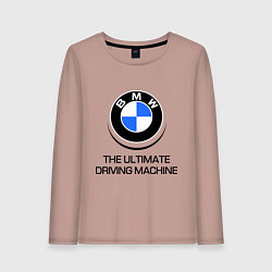 Лонгслив хлопковый женский BMW Driving Machine, цвет: пыльно-розовый