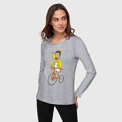 Лонгслив хлопковый женский Фредди на велосипеде, цвет: меланж — фото 2