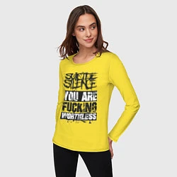 Лонгслив хлопковый женский Suicide Silence: You are Fucking, цвет: желтый — фото 2