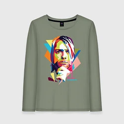 Лонгслив хлопковый женский Kurt Cobain: Colors, цвет: авокадо