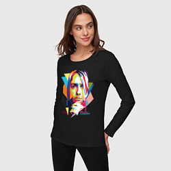 Лонгслив хлопковый женский Kurt Cobain: Colors, цвет: черный — фото 2
