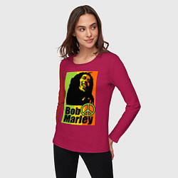Лонгслив хлопковый женский Bob Marley: Jamaica, цвет: маджента — фото 2