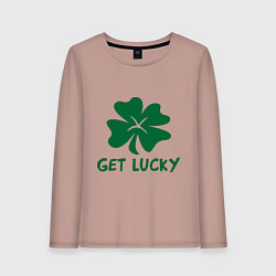 Лонгслив хлопковый женский Get lucky, цвет: пыльно-розовый