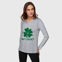 Лонгслив хлопковый женский Get lucky, цвет: меланж — фото 2