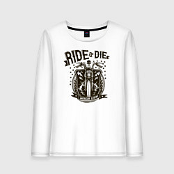 Лонгслив хлопковый женский Ride or Die, цвет: белый