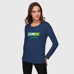 Лонгслив хлопковый женский Zombie - eat fresh, цвет: тёмно-синий — фото 2
