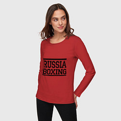 Лонгслив хлопковый женский Russia boxing, цвет: красный — фото 2