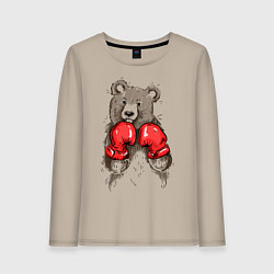 Лонгслив хлопковый женский Bear Boxing, цвет: миндальный